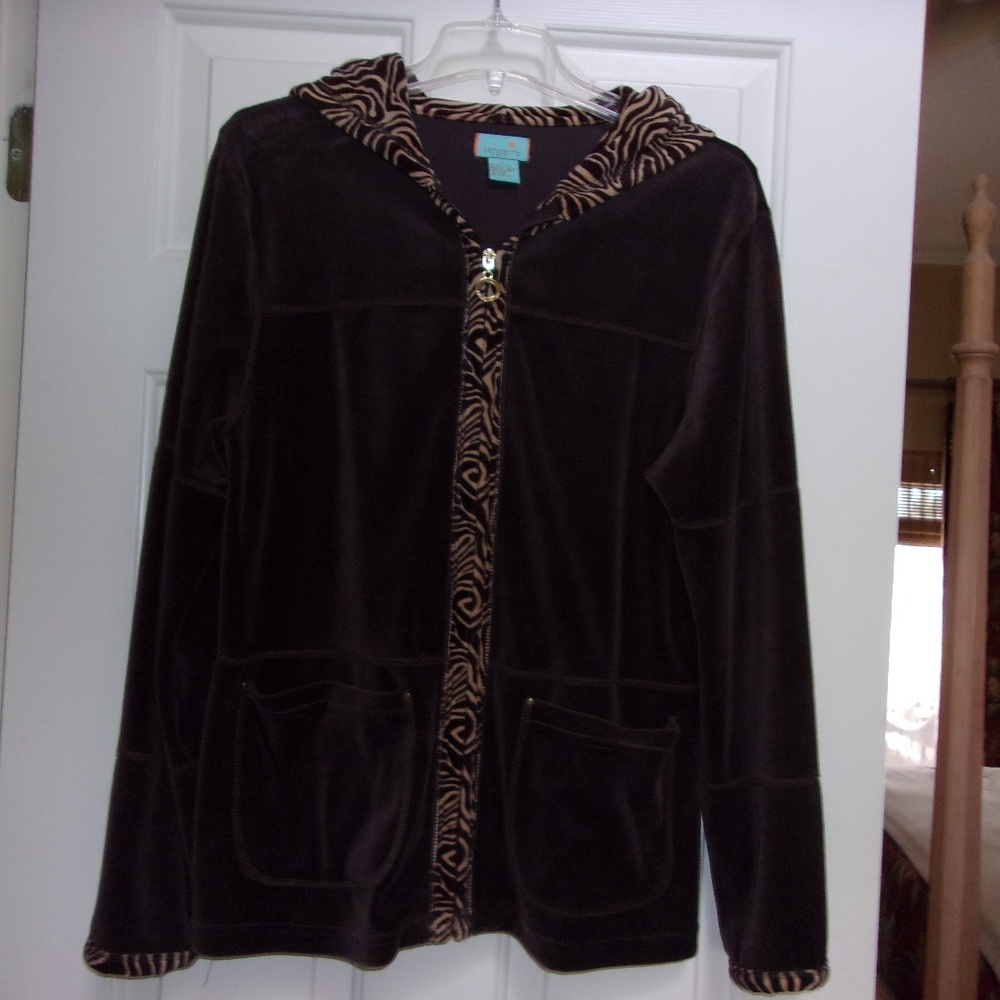 Tangerine Brand Velour Hooded Jacket  - Size Large